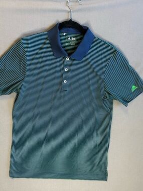 adidas Blue & Green Thin-Striped Men’s Polo